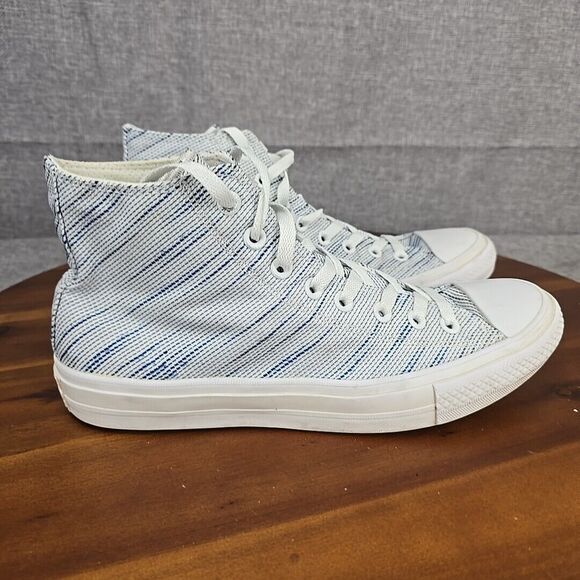 Converse CTAS All Star 2 Hi White Blue‎ Striped Y2K Daily Sneakers Womens 10.5 - Picture 1 of 12